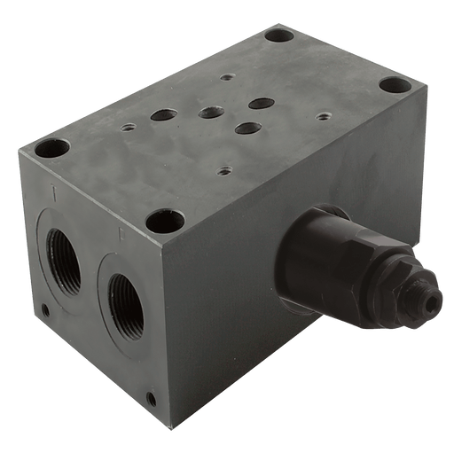FT Pro - CM5-6G-ADJ CETOP 5 6 Steel Manifold Steel c/w Pressure Relief Valve - pneumaticsystems