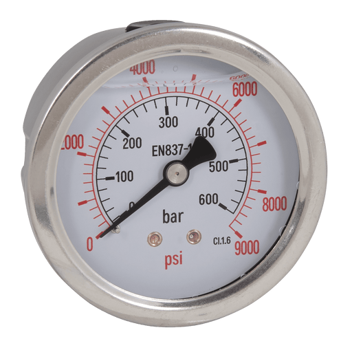 FT Pro - G63-010RG 1/4" BSPP 63MM Centre Back Pressure Gauge 0-10 Bar Glycerine - pneumaticsystems