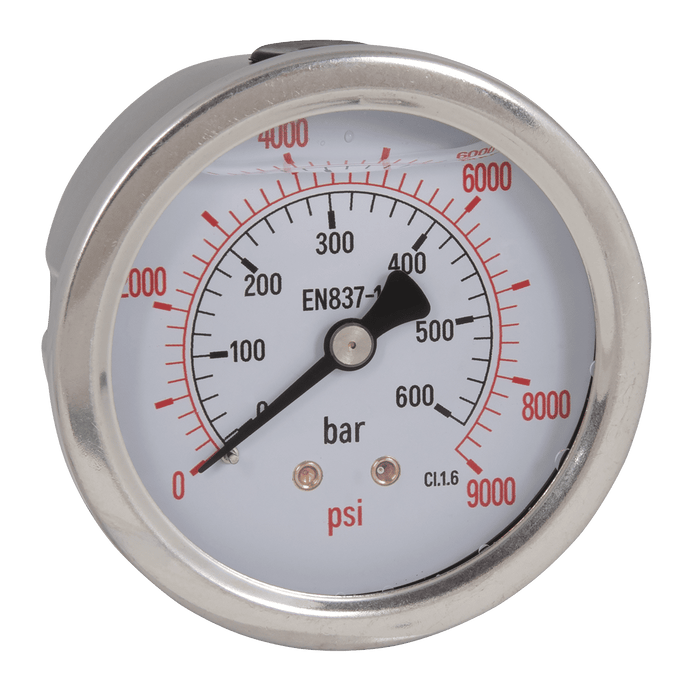 FT Pro - G63-010RG 1/4" BSPP 63MM Centre Back Pressure Gauge 0-10 Bar Glycerine - pneumaticsystems