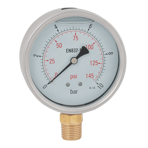 FT Pro - HG100-004B 1/2" BSPT 100MM Heavy Duty Bottom Connection Gauge 0-58 PSI - pneumaticsystems
