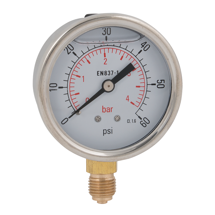 FT Pro - PG63-200BG 1/4"BSPP 63MM Bottom Glycerine Gauge 0-3000PSI - pneumaticsystems