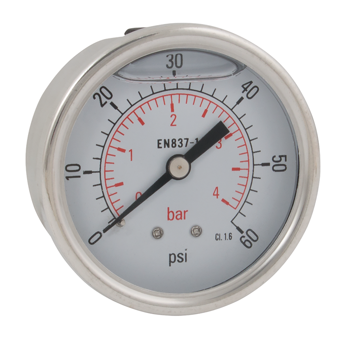 FT Pro - PG63-004RG 1/4"BSPP 63MM Centre Back Glycerine Gauge 0-60PSI - pneumaticsystems
