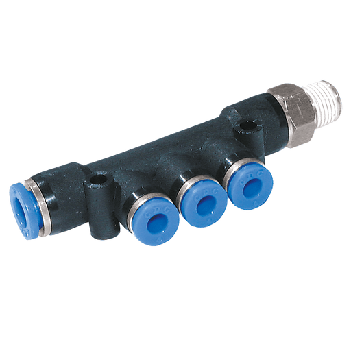 FT Pro - 2111-3980 6MM in 4MM Out X 3 X 1/8" NPT Manifold - pneumaticsystems
