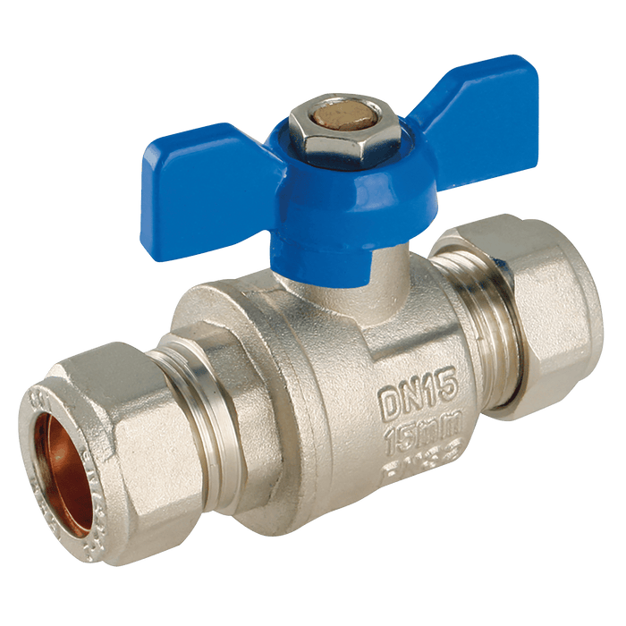 FT Pro - EPS-102480 28MM OD Brass Ball Valve Blue Handle WRAS - pneumaticsystems