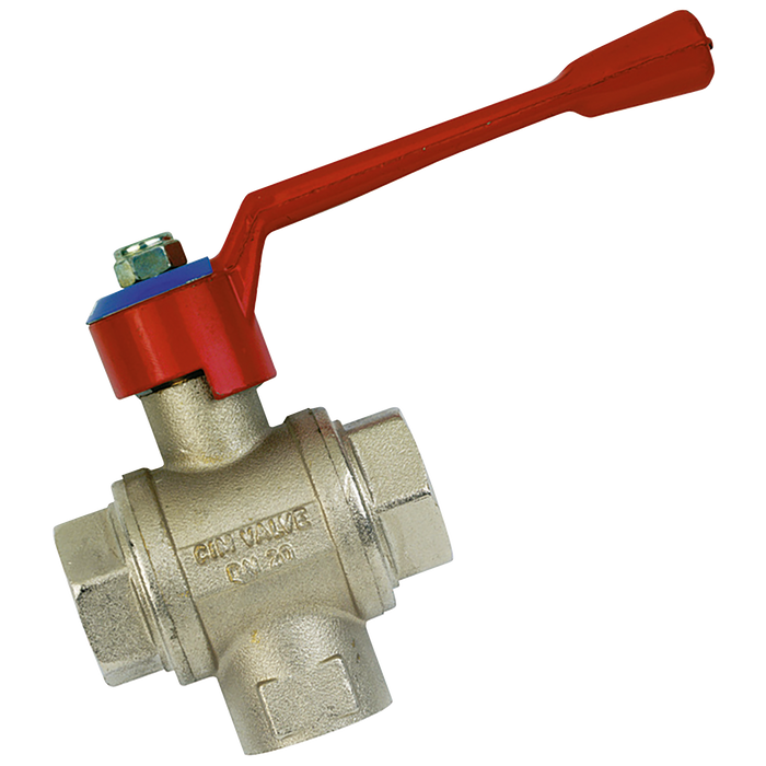 FT Pro - BV23-34 3/4" BSP Brass Ball Valve BSPP 3 Way Diverter - pneumaticsystems