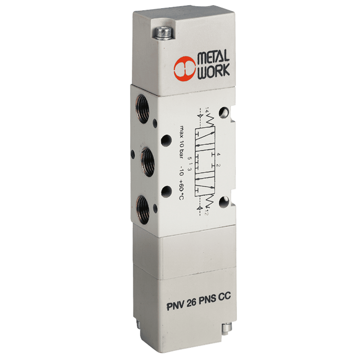 Metalwork - 7010012200 S70 1/8 5/3 Pilot/Spring Pneumatic Valve (Normally Closed) - pneumaticsystems