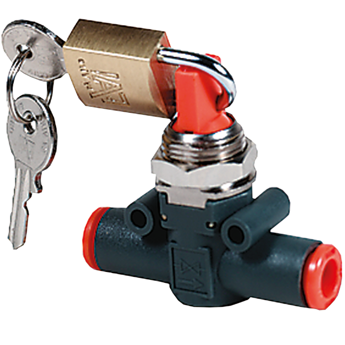 Metalwork - 9065116 Line On Line Shut Off Valve 6mm V2V Lockable Pneumatic Fitting - pneumaticsystems