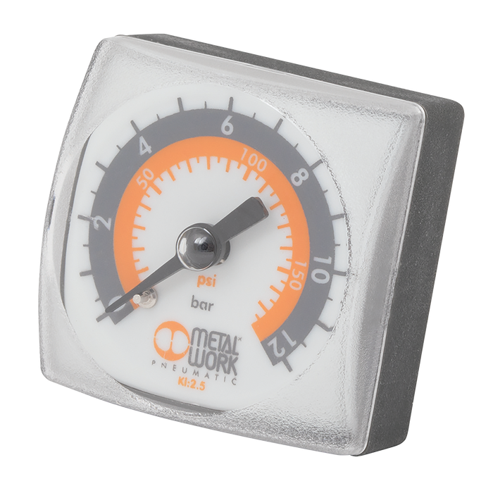 Metalwork - 9700110 Syntesi Pressure Gauge 40mm x 40mm 1/8 0-12 Bar - pneumaticsystems