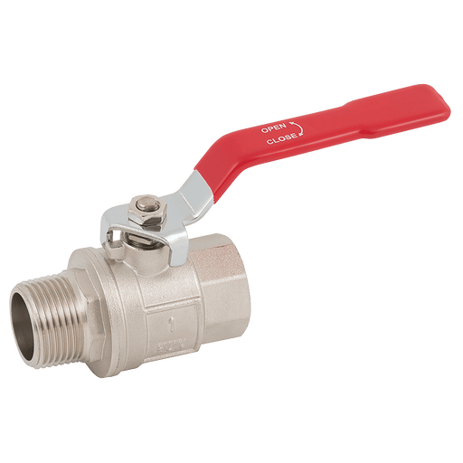 FT Pro - BV13-34 3/4" BSPT M X 3/4" BSPP F Brass Ball Valve Red Lever Handle - pneumaticsystems