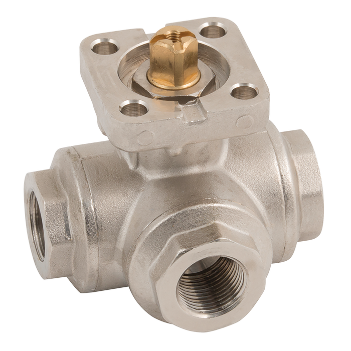 FT Pro - BV1071-38 3/8" BSPP Brass Ball Valve Direct Mount PTFE Seal - pneumaticsystems