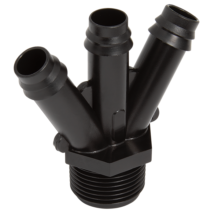FT Pro - 28PHA55 3/4" BSPP Male X 13MM OD Male BSPP Y Piece, Triple Barb OD Threaded Stud - pneumaticsystems