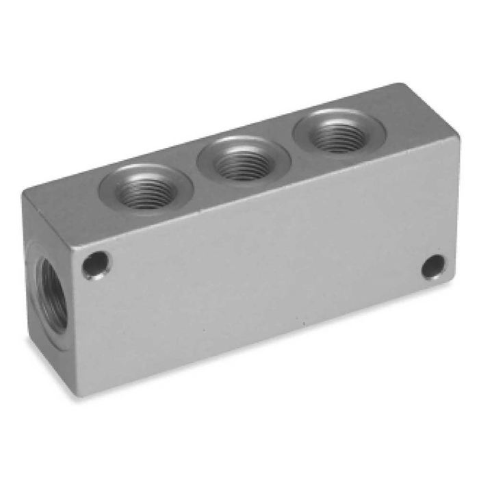 Alu Manifold Single Sided 3 Outlets 1/8