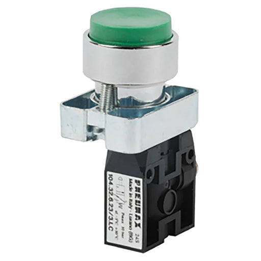 Pneumax 228.32.6.23.11/3 G1/8 3/2 22mm Raised Push Button Pilot Return Green - pneumaticsystems