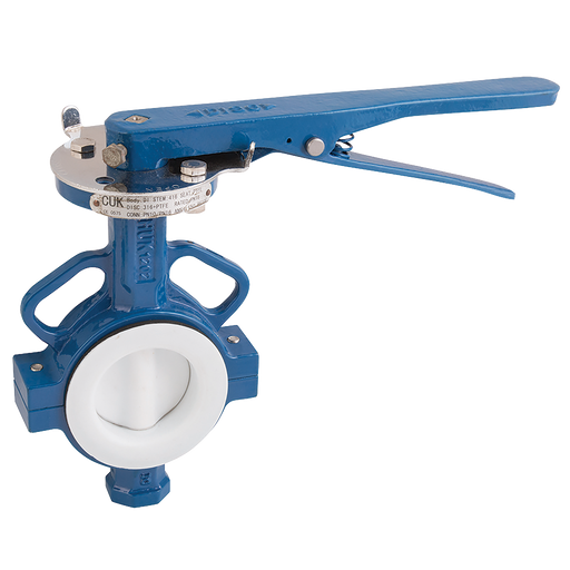 FT Pro - 2014WP 12 4" Wafer Butterfly Valve PTFE Lined Lever Operated - pneumaticsystems