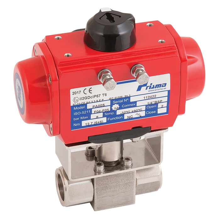 FT Pro - DA HPSS-14 1/4" BSPP 6K RB SS Ball Valve F/W PRISMA DA Actuator - pneumaticsystems