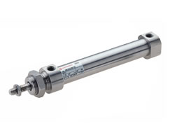 KM/8016/M/125, ISO roundline double acting stainless steel cylinder, 16mm diameter, 125mm stroke