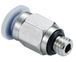 M24250118, Pneufit M Push-in fitting, Adaptor, Straight, External/Internal hex, 1/8", 1/8" NPT
