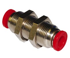 C20290400, Pneufit C Push-in fitting, Bulkhead union, 1/4"