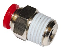 C01250638, Pneufit C Push-in fitting, Adaptor, Straight, External/Internal hex, 6mm, R3/8