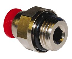 C02251018, Pneufit C Push-in fitting, Adaptor, Straight, External/Internal hex, 10mm, G1/8