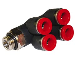 C0B700618, Pneufit C Push-in fitting, Adaptor, Double branch, 6mm, G1/8