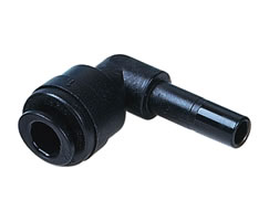 D00430810, Pneufit D Acetal push-in fitting, Stem elbow, Unequal, 8mm - 10mm