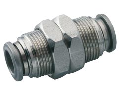 S00290600, Pneufit S Stainless steel push-in fitting, Connector, Bulkhead, 6mm, M14x1