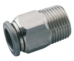 S01250628, Pneufit S Stainless steel push-in fitting, Adaptor, Straight, 6mm, R1/4