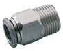 S01250618, Pneufit S Stainless steel push-in fitting, Adaptor, Straight, 6mm, R1/8