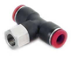 C016C0828, Pneufit C Push-in fitting, Adaptor, 90° Swivel tee, 8mm, R1/4