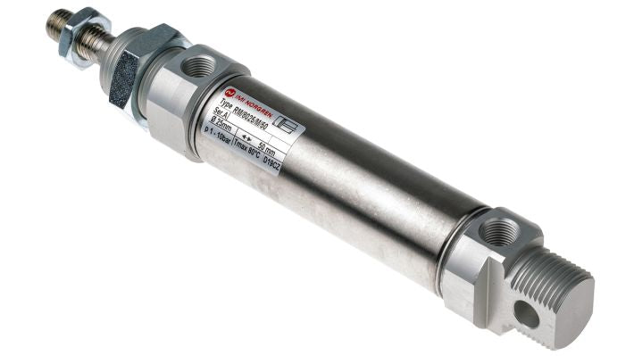 Norgren RM/8025/M/25, ISO roundline double acting cylinder, 25mm diameter, 25mm stroke - pneumaticsystems