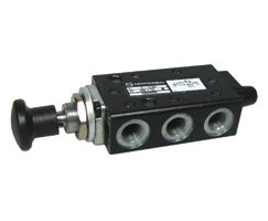 X3064402, Super X 5/2 manual valve, Black, Button/Spring, 62N, G1/4