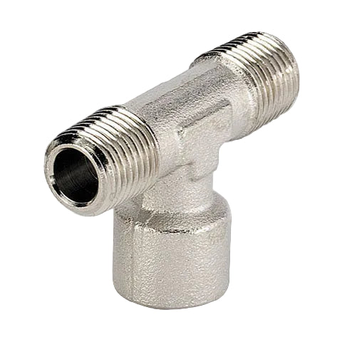 Metalwork - 2117004 A17 1/2 x 1/2 M/F/M Tee Brass Pipe Fitting - pneumaticsystems