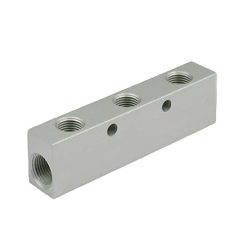 Metalwork - W0502131010 2+5 Linear 1/2-1/4 Pneumatic Manifold - pneumaticsystems