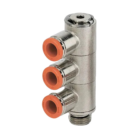 Metalwork - 2L52011 RL52 8mm x 1/4 Triple Single Banjo Pneumatic Fitting - pneumaticsystems