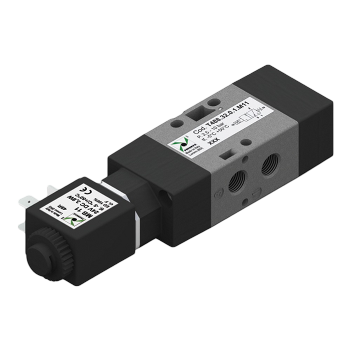 Pneumax T488.32.0.1E.M2 G1/8 3/2 Techno Solenoid Spring Valve (Ext Pilot)