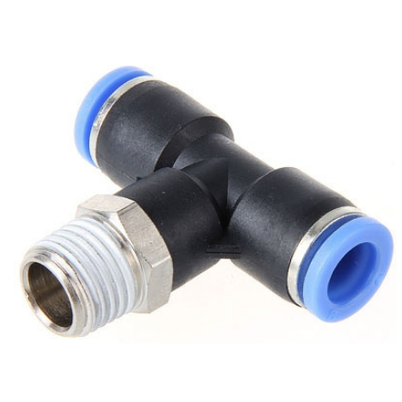 FT Pro - PB1/4-N01 1/8" NPT Male X Mm OD Stud Tee - pneumaticsystems