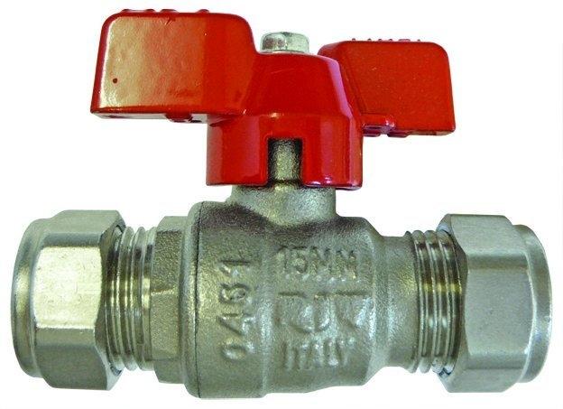 FT Pro - EPS-102460 28MM OD Brass Ball Valve Red Handle WRAS - pneumaticsystems