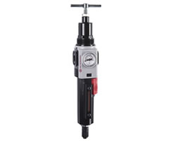 B82G-3AT-QD1-NSG, Excelon Plus Filter/Regulator, 3/8" PTF, T-bar, manual drain, metal bowl, 5µ, non-relieving, 10-246 psi, gauge