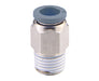 C24250628, Pneufit C Push-in fitting, Adaptor, Straight, External/Internal hex, 3/8", 1/4" NPT