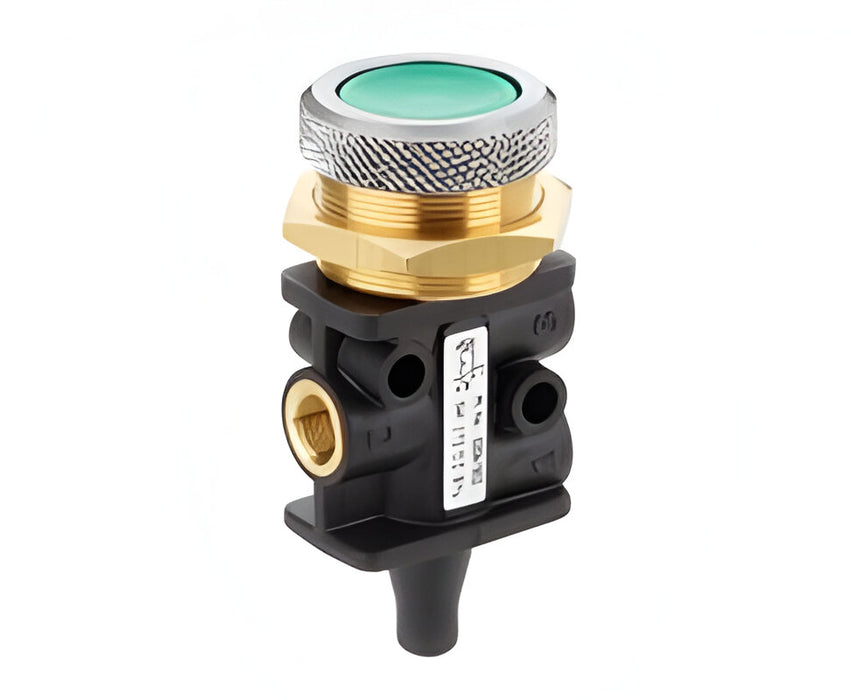 Norgren 03041502, Super X 3/2 manual valve, Green, Button (shrouded)/Spring, G1/8 - pneumaticsystems