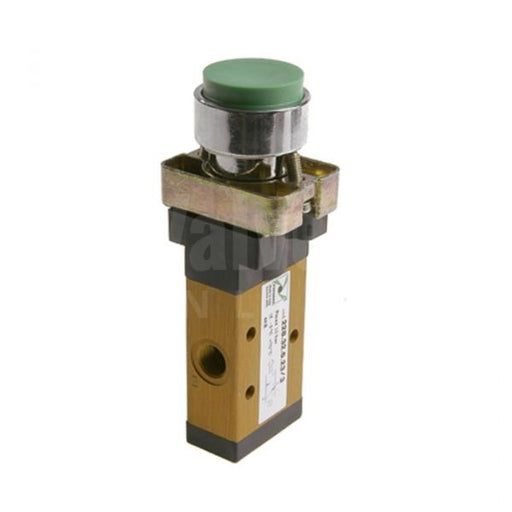 Pneumax 105.32.8.1/3 M5 - 3/2 Push Button Spring Valve Green - pneumaticsystems
