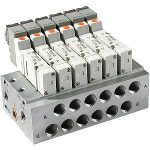 SS5Y3-20-05-00F-Q, SY100, SS5Y3, 3000 Series, Bar Stock Manifold, Individual Wiring